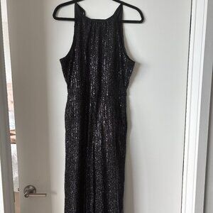 Anthropologie Black Sparkle Long Romper